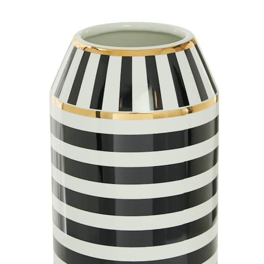 Black Ceramic Modern Vase, 16" x 6" x 6"